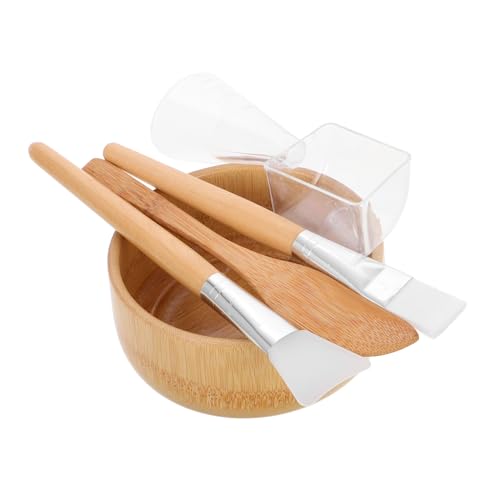 SOESFOUFU Bamboo Facial Mask Bowl Brush Set All-in Tool Kit Mixing Bowl Spatula Spoon for Clay Muds