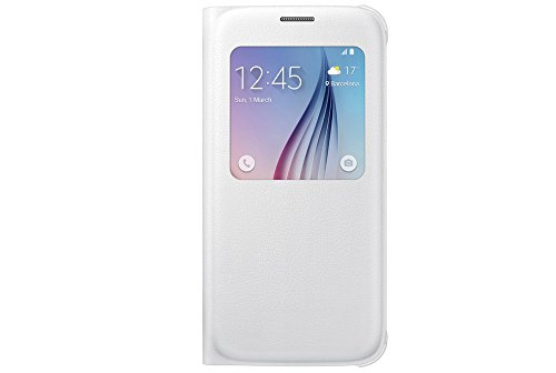Samsung EF-CG920PWEG Etui à Clapet de Qualité avec Fenêtre S-View pour Samsung Galaxy S6 - Blanc