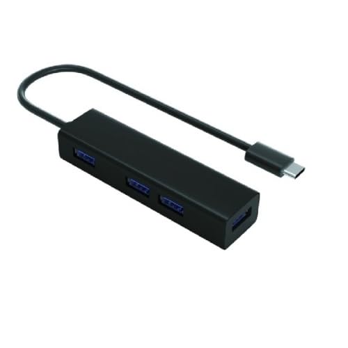 HUB USB-C 3.0 con 4 porte e alloggiamento ideale per espandere connessioni e collegare più dispositivi. alluminio usb 3.0 nero