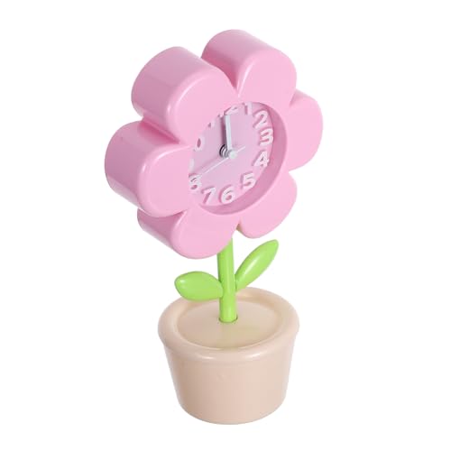 QUMIIRITY Despertador de Cabecera con Diseño de Flor Rosa, Reloj Pequeño Decorativo Silencioso y Portátil para Dormitorio Infantil y Habitación de Adolescentes