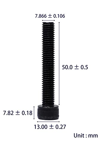 Image of iexcell 10 Pcs M8 x 50mm Thread Pitch 1.25 mm Alloy Steel 12.9 Grade Hex Socket Head Cap Screws Bolts Kit, Black Oxide Finish