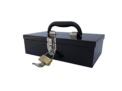 Workington Portable Carpenter Metal Tool Box With Latch, Small Parts Box, Sockets Storage Box Organizer 4002 Black #TOP1
