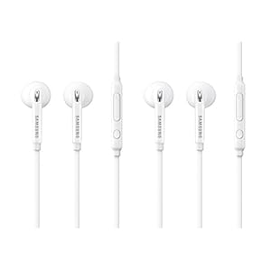 SAMSUNG (2 Pack) OEM Wired 3.5mm White Headset with Microphone, Volume Control, and Call Answer End Button [EO-EG920BW…