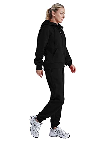 Image of Facitisu Women Fleece Sweatsuit 2 Piece Outfit Winter Warm Sherpa Lined Tracksuit Zip Up Hoodie Sweatshirts and Sweatpants