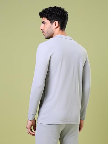 Image of TECHNOSPORT Mens Slim Fit Polyester Active Wear Collar Polo T-Shirt with Long Sleeves for Workout, Sports