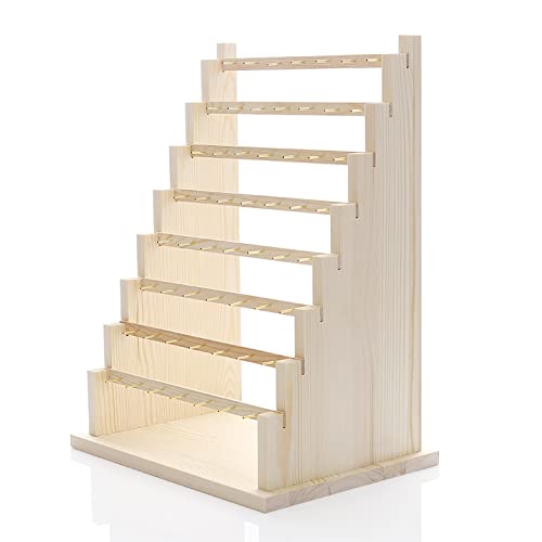 Wood Earring Stand Multilayer Jewelry Display Stand Organizer Earring Holder Shop Storage Showcase Ladder Jewelry Rack With Copper Rod (8 Tiers)