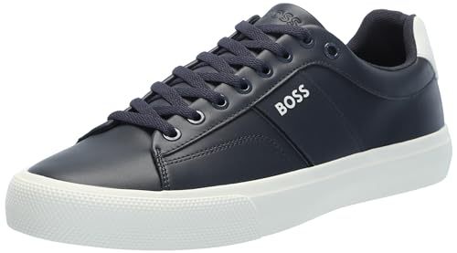 Image of BOSS Men's Aiden Logo Block Leather Low Top Sneakers | Casual Shoes