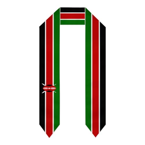 Vintage Kenya Kenyan Flag Graduation Stole Shawl Sash for Men Women Unisex Adult Double Sided Lightweight Scarf Class of 2025 Graduate Gift for Study Aboard International Students