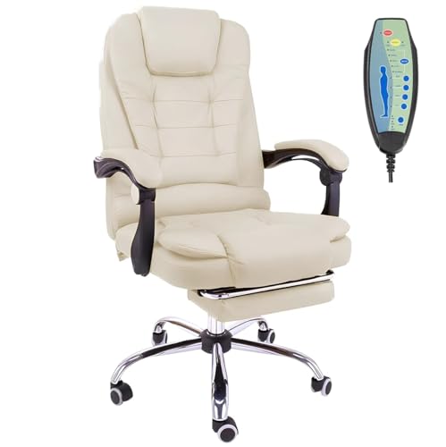 Cadeira de Escritório de Massagem Presidente Home Office Giratória Executiva (Branco)
