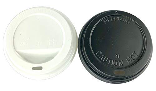 8oz (80mm) SIP Through PET Plastic Coffee Cup Lids for Paper Coffee Cups - Black or White Available! (Black, 100)