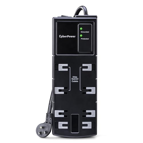 CyberPower CSB808 Essential Surge Protector, 1800J/125V, 8 Outlets, 8ft Power Cord