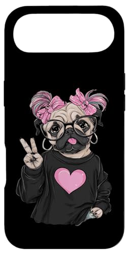 Cute Pug Funny Dog Lover Peace Sign �O���t�B�b�N �V�ѐS�̂���N�₩�� �X�}�z�P�[�X iPhone Air �p