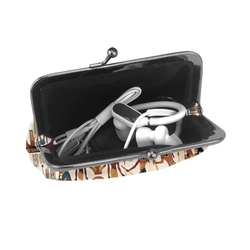 Pu Leather Buckle Coin Purse Ancient-Egyptian-Hieroglyph-Murals Girls Kiss-Lock Change Purse Wallets4