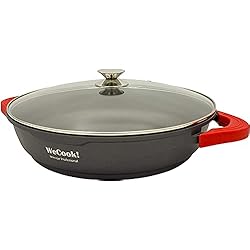 Cazuela Bra 40 Cm WECOOK! Ecostone Cazuela Baja Inducción con Tapa de Cristal 40cm, Antiadherente XTRA DUPON Ecológico sin PFOA, Aluminio Fundido, 5mm Espesor, 7,5cm Alto, Asas Silicona, Vitrocerámica, Gas