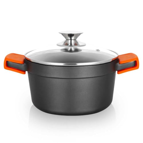 Orbegozo CDH 3020 Cacerola Honda Aluminio Fundido, Superficie Antiadherente Libre de PFOA, 2.8 L, Tapa, Asas de Silicona