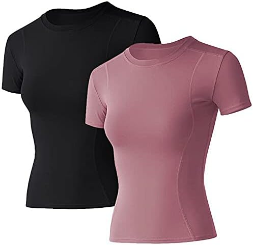 Loovoo Women's Compression Workout Shirt Slim Fit Athletic Tee