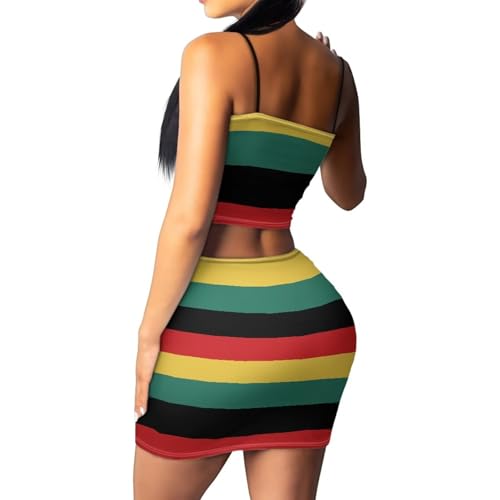 Image of 2025 Sexy Spaghetti Strap Crop Tops and Bodycon Skirt Casual 2 Piece Set S-4XL