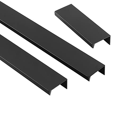 3 stk Moebelgriffe Versteckte Türgriff Schubladengriffe Schwarz unsichtbaren Zuggriff Zieht Griffe für Schränke Kleiderschrank Schublade Küche und Tür (length 400mm,Schwarz) Cover