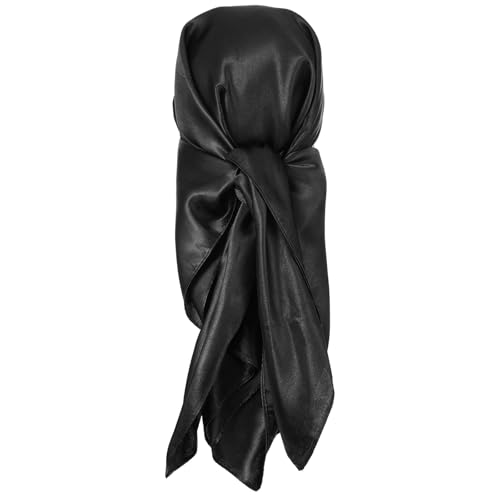 Gjinxi Bufanda de seda negra – Lujosa bufanda de satén para mujer, versátil bandana para el cabello y pañuelo para la cabeza, bufanda perfecta para el cabello para todas las ocasiones, elegantes