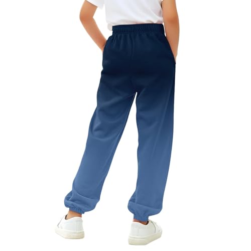 Kids Girls Elastic Waist Sweatpants Casual Wide Leg Gradient Color Athletic Pants 𝗗rawstring Comfy Jogger Pants2