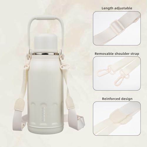 Image of BJPKPK Stainless Steel Insulated Bottle with Handle & Strap, 40oz