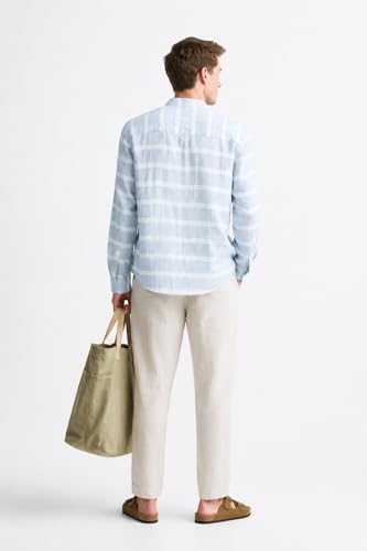 Image of Men Striped Casual Shirt | Full Sleeve Mandarin Collar Shirt for Men | Lightweight Relaxed Fit Stylish Shirts | Comfortable Everyday Wear for Mens