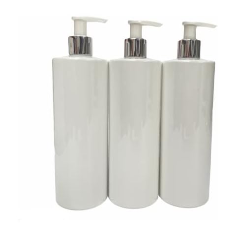 Blanks Direct Dispenser Pump Bottle Mrs Hinch Customisable DIY 500ml Refillable PET Plastic White Grey Black Bathroom Hand Lotion Soap Bottle Silver Pump (White, 5) Cover
