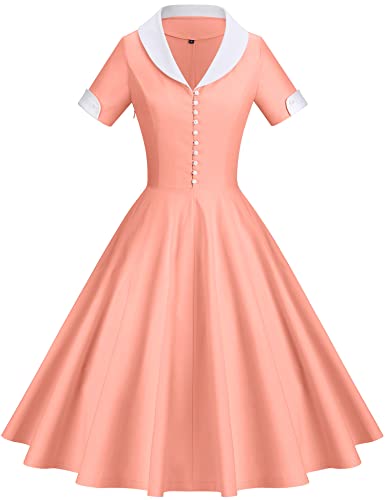 GownTown Womens 1950s Cape Collar Vintage Swing Stretchy Dresses