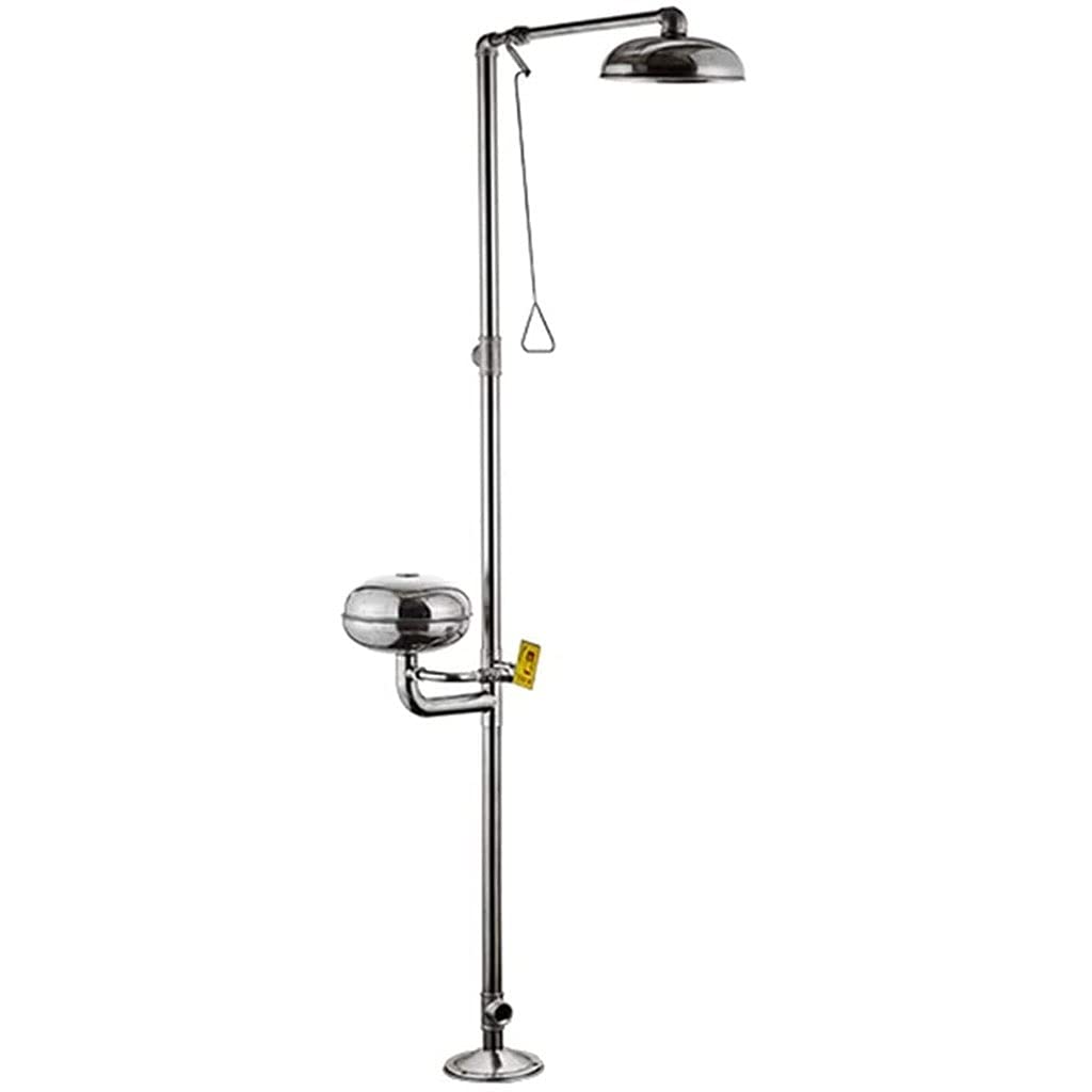 Estación Lavaojos De Emergencia De Acero Inoxidable Anticongelante con Tapa Abatible Cubierta Antipolvo Válvula De Drenaje Manual Ducha Combinada Lavaojos Combinada