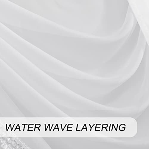 Oyring White Sheer Window Curtains Valance For Living Room Waterfall Swag Valance For Bedroom Rod Pocket Topper Curtains (1 Panel, W110 Inch) #TOP7