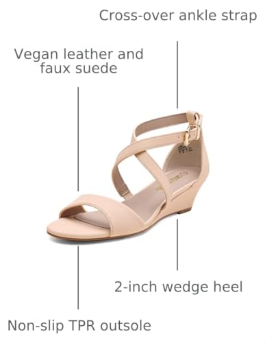 Image of DREAM PAIRS Women's Low Wedge Sandals Ankle Strap Heel Sandal Open Toe Wide Dress Summer Shoes