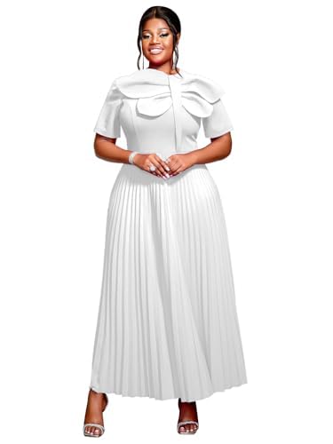 Image of AOMEI Casual Church Dresses for Women 2026 Summer Pleated Short Sleeve Round Neck Dragonfly Spring Maxi Dress