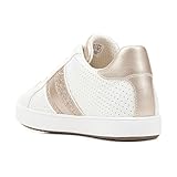Breathable Geox D BLOMIEE F Sneaker, White/LT Gold, 39 EU