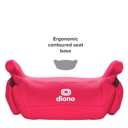 Image of Diono Solana, No Latch, Single Backless Booster Car Seat, Lightweight, Machine Washable Covers, Cup Holders, Pink Cotton Candy