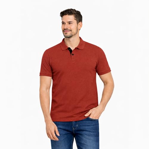 Image of Cotton Polo T-Shirt for Men | Solid Color Regular Fit Collar Neck T-Shirt