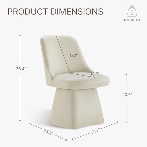 Image of KISLOT Swivel Dining Chairs Set of 1, Upholstered Mid Century Modern Deskchair with High Back, Faux Leather Kitchen Chairs for Dining Room, Bedroom, Dressing Room, Cream