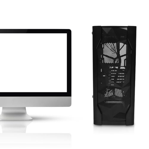 Gabinete de computadora ATX con panel lateral completo y soporte para refrigeración líquida, patrón negro hielo miniatura 6