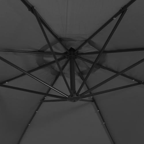 Parasol rojo burdeos de 350 cm con luces solares para disfrutar de tu jardín de noche 6
