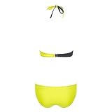 KIRALOVE - Kostium Damski Morze Dwuczęściowy - Kąpielowy - Dziewczyna - Bikini - Koordynowany - Dwukolorowy - Wyściełany - Żółty Czarny, Żółty - Czarny, XXL