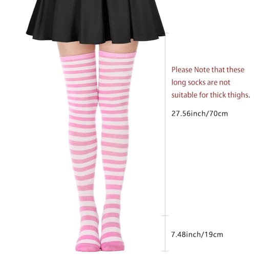 Image of DRESHOW Extra Long High Thigh Socks Striped Over Knee Thin Tights Long Stocking