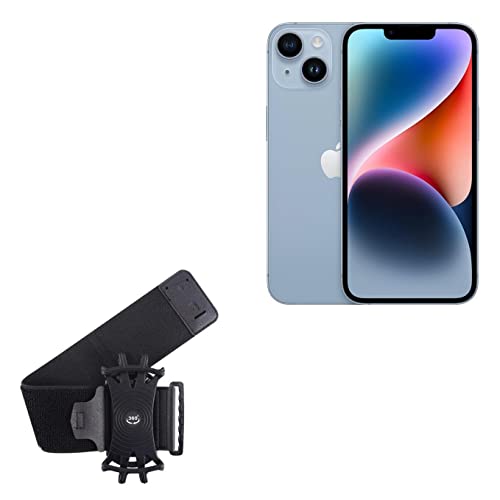 BoxWave Holster Compatible with Apple iPhone 14 - ActiveStretch Sport Armband, Adjustable Armband for Workout and Running - Jet Black
