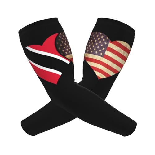 CUTEDWARF Trinidad Tobago And American Flag Sun Protection Arm Long Sleeve Protector Unisex Outdoor Sports Protective Sleeve Guard