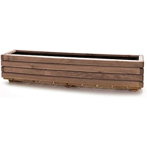 Holzfee Pflanzkasten Akzent 120 Kiefer dunkel geölt 118 x 25 x 25 cm Holz Blumenkasten Balkon Terrasse Cover
