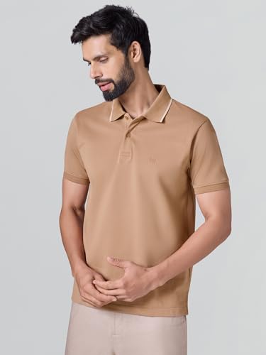 Image of XYXX Men's Apex Mercerized Cotton Striped Collar Pique Polo T-Shirt