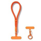CHUQING Dragonne courte pour téléphone avec rotation à 360° et fixation universelle Orange