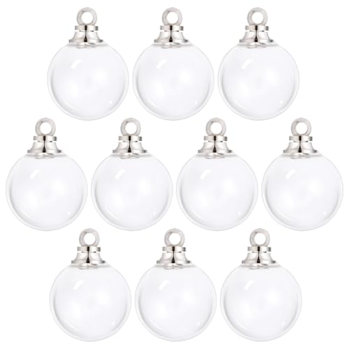 CHGCRAFT 10Pcs Clear Glass globe Charm Screwable Alloy Transparent Glass Pendants