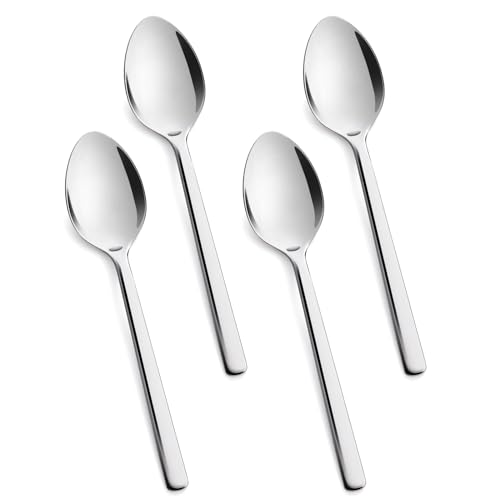 KINGSTONE Large Hostess Serving Utensils 4 Piece Serving Spoon Sets,18/10 Stainless Steel Serving Spoons Heavy Duty 9.84inch For Buffet, Wedding, Party,Catering,Dishwasher Safe