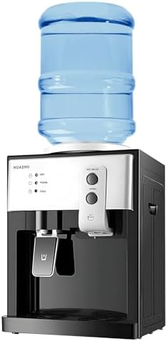 Mini Water Cooler Dispenser Countertop Top Loading Water Dispenser for 1 to 5 Gallon Bottles, Cold/Hot Water Dispenser of 3 Temperature Settings Hot Water, Normal Ice Water (46-59℉)