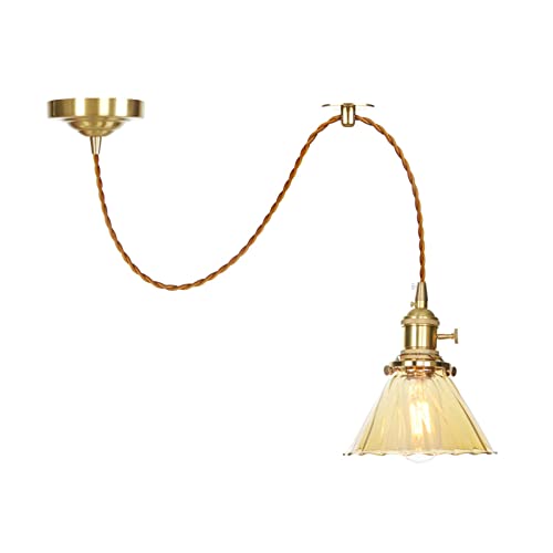 Lampes Suspendues Ajustables pour Plafond Asymétrique ou Sombre Lustre Cuivre Doré Salon