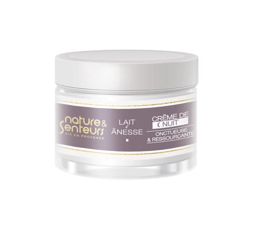 Nature & Senteurs de provence Crème visage au lait d’ânesse bio, Soin nuit, Crème visage nuit hydratante bio, Actif anti-ride, Fabrication Française, Peaux mixtes et matures, 40 ml Cover